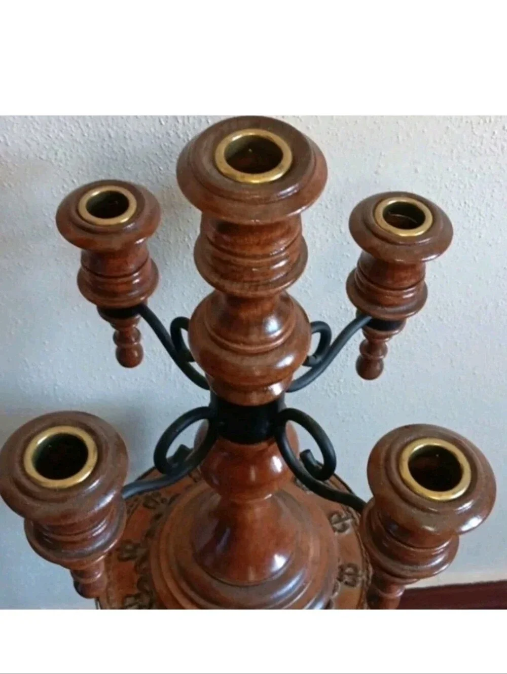 Gothic Edwardian Mid Century Modern Wooden Candelabra Victorian Candle Holder